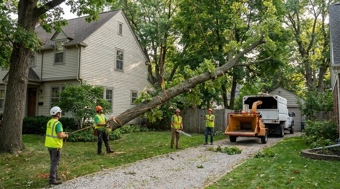 Stump grinder finishing a removal in a Southgate yard
